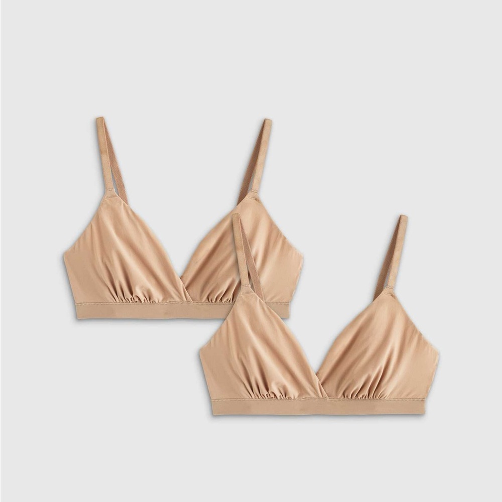 Quince Second skin Bralette Crossover Warm Beige NWT